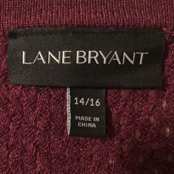 Lane Bryant 14 Burgundy Open Stitch Knit Boatneck Sweater - Picture 10 of 12